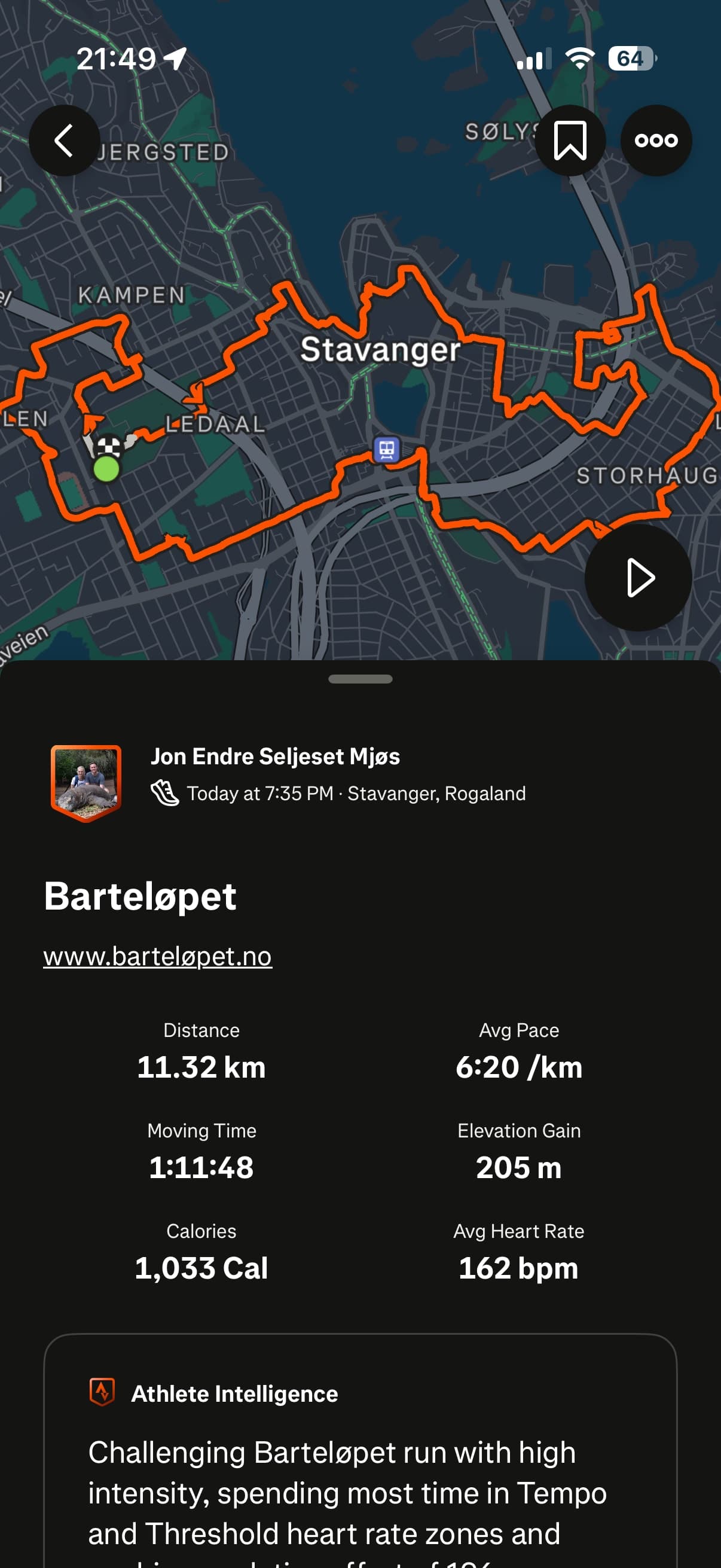 Jon Endre Seljeset Mjøss løp