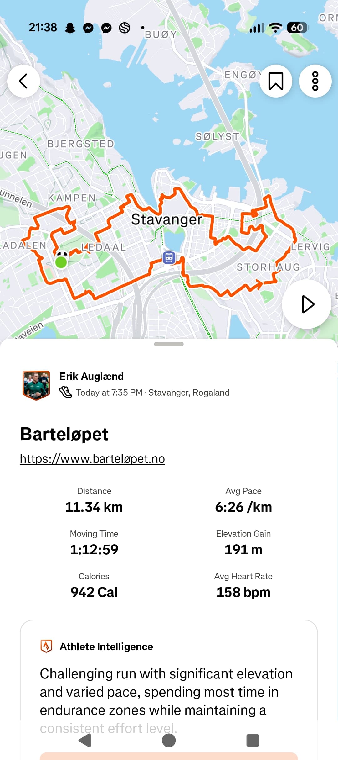 Erik Auglænds løp